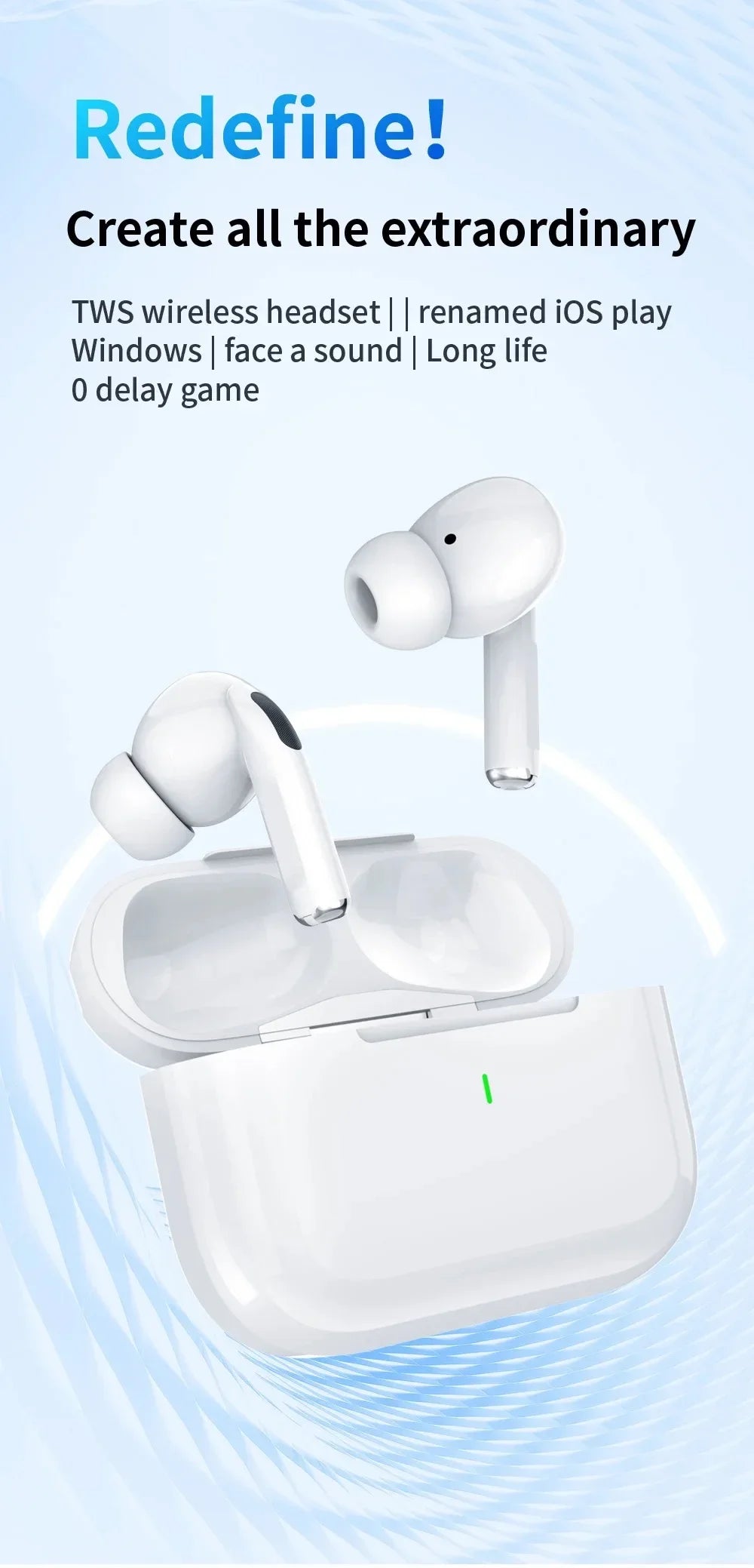 2025 New Air Pro True Wireless Bluetooth Earphones Headphones HiFi Sound Low Latency Noise Reduction Earbuds for IPhone Android