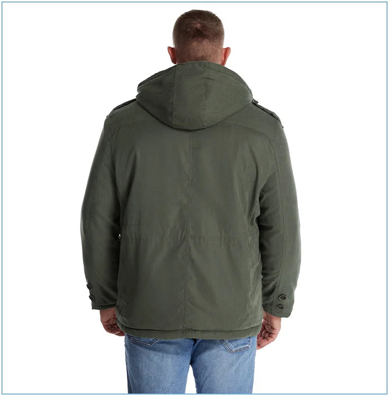 LZLLTT Men Winter Warm Parkas Mens Fleece  Jacket Parkas Men Casual Cotton Outdoor Fur Trench Padded Jackets Coats