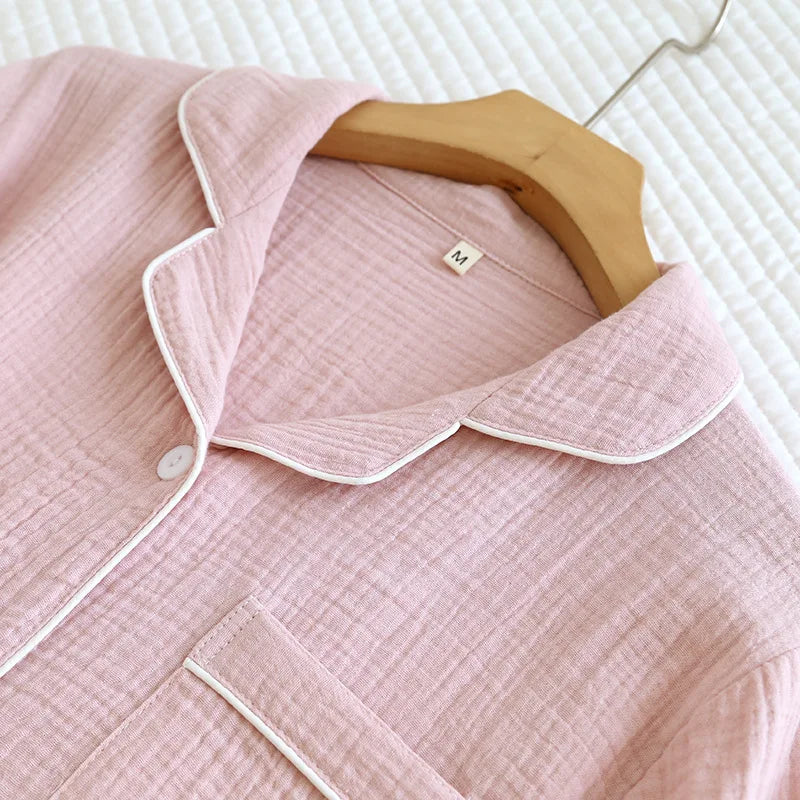 Women's Home Clothes Cotton Spring and Autumn Long Sleeved Long Pants Home Clothes Cardigan Simple Two-piece Pyjamas Set