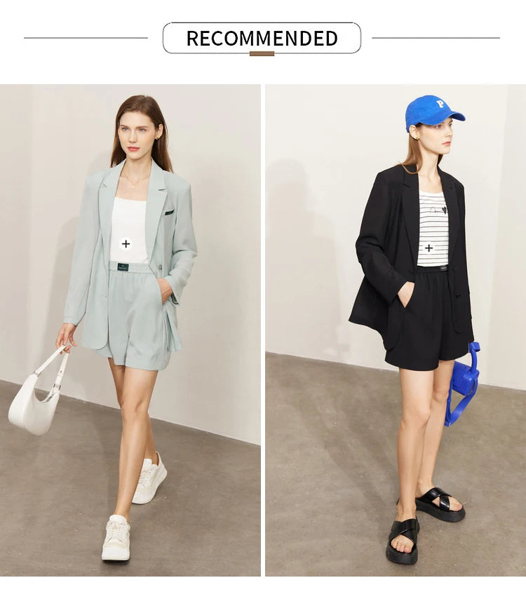 AMII Minimalism Women's blazer Fashion 2024 Summer Blazers Office Lady Elegant Chic Female shorts Separately Sale 72311003