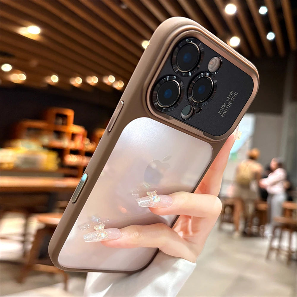 Luxury Magnetic Metal TPU Case For iPhone 17 16 15 14 Pro Max Plus Case Translucent Acrylic Hard Bumper Shockproof Protect Cover