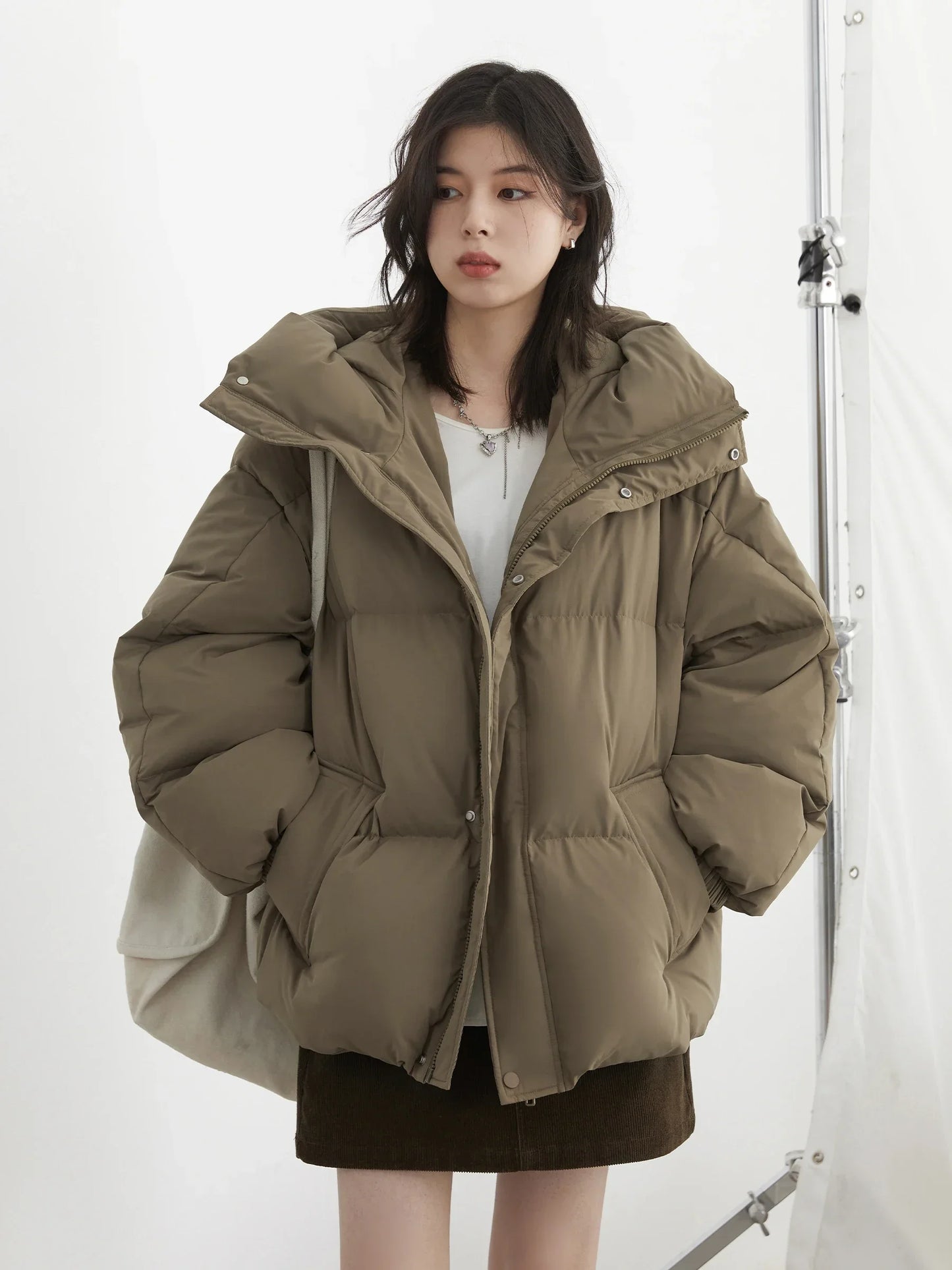 CHIC VEN Women Down Coats New Loose Hooded 90 White Duck Down Down Jacket Female Warm Bread Jacket Autumn Winter 2024