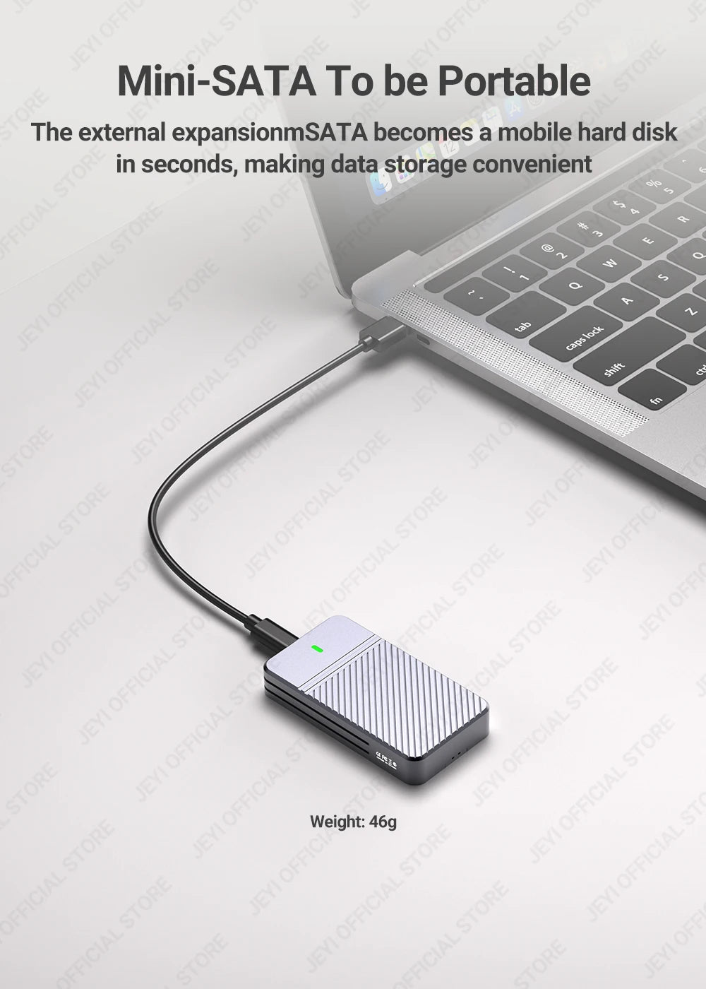 JEYI mSATA to USB 3.1 Gen2 10Gbps SSD Enclosure Adapter Case with Type C Port for mSATA Internal Solid State Drive Hard Drive