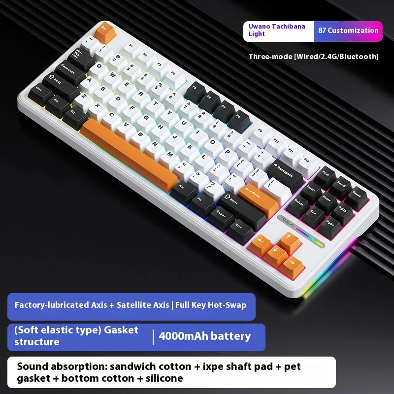 Aula Spider F87 Pro Mechanical Keyboard Wireless Customizable Triple Mode Bluetooth Gaming Esports Computer Side-Engraved Keycap