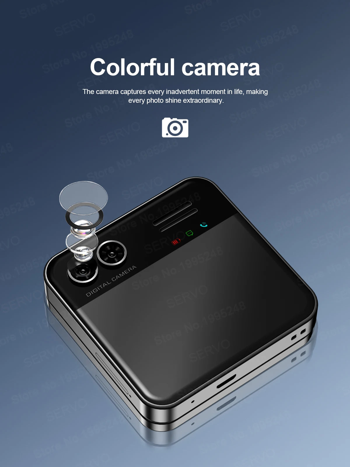 SERVO AUAR11 Rotating Mobile Phone 2 SIM Stadby Torch Speed Dial Magic Voice FM Radio 2G GSM 2.4" Slide Screen Small Cellphones