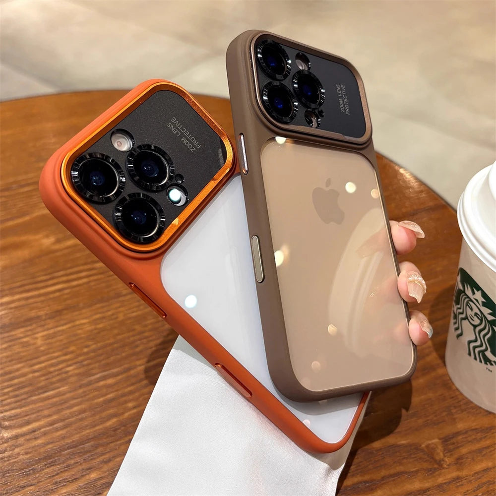 Luxury Magnetic Metal TPU Case For iPhone 17 16 15 14 Pro Max Plus Case Translucent Acrylic Hard Bumper Shockproof Protect Cover