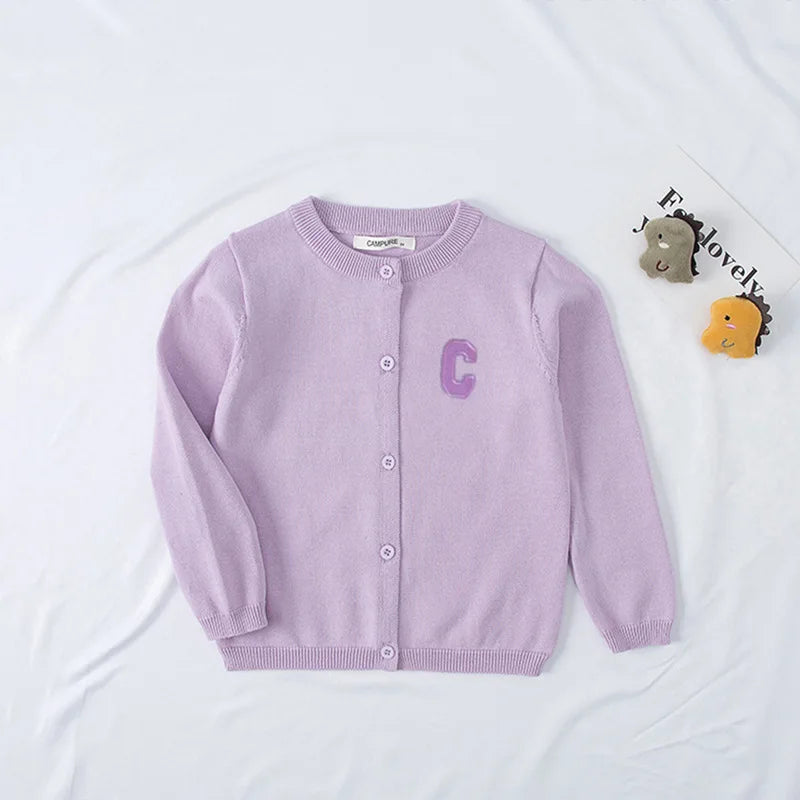 Autumn Kids Cardigan Sweaters Baby Girl Clothes Cartoon Letter Solid Cotton Sweater Boys Children Clothing Knitted Kids Sweaters
