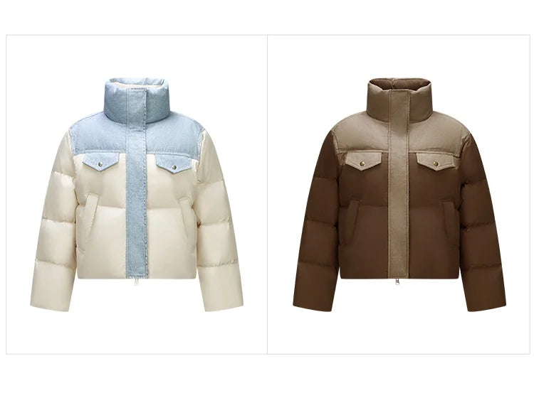 Semir Down Jacket Women Waterproof Patchwork Oversize Stand Collar 2025 Winter New Trendy Coat