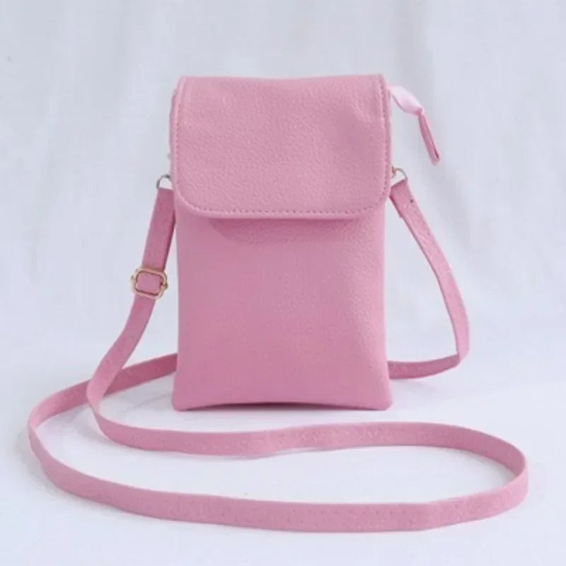 Fashion Women Crossbody Bag PU Leather Mobile Phone Purse Bags Solid Flap Messenger Bag Small Female Shoulder Handbag for Women