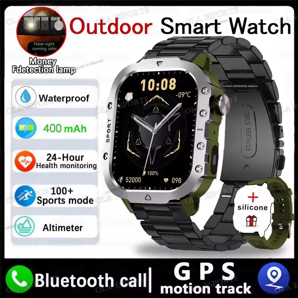 Outdoor Sports Smartwatch New 2025 2.01 inch HD Screen LED Flashlight Bluetooth Talking Smart Watch for Men Women Holiday Gift