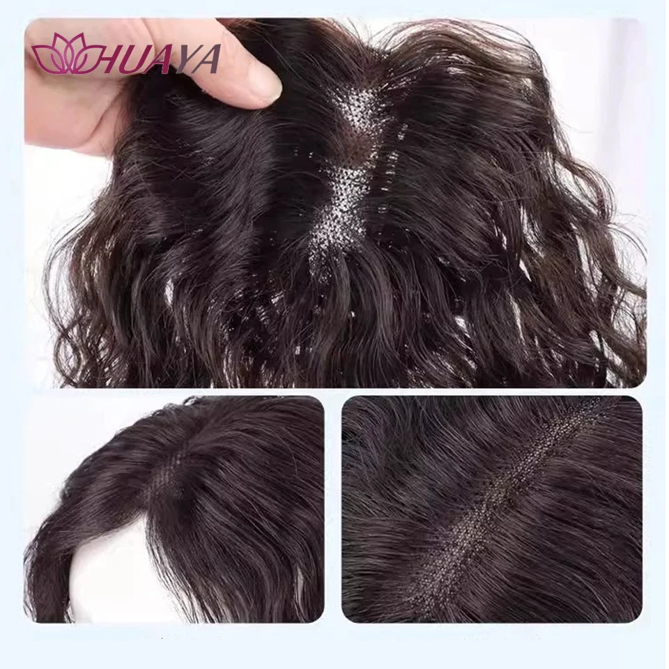 Synthetic Hair Toppers for Women Short Curly Clip In Hair Topper Wiglets with Middle part Bang Add Hair Volume Cover Gray Hair