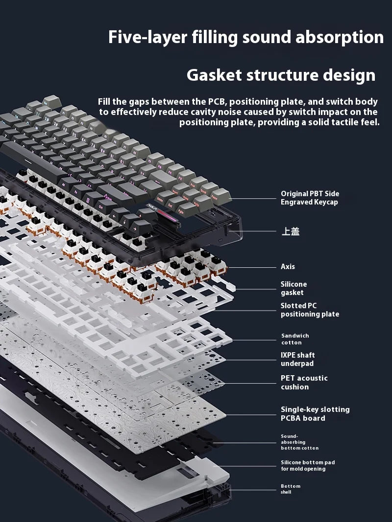 Aula Spider F87 Pro Mechanical Keyboard Wireless Customizable Triple Mode Bluetooth Gaming Esports Computer Side-Engraved Keycap