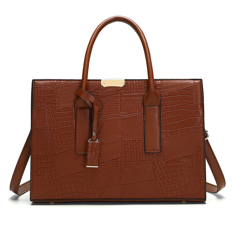 Large Capacity Shopping Bag for Daily Commuting Hand Bags Luxury Shoulder Bags Splicing Pu Leather Handbags Caual Tote New Sac