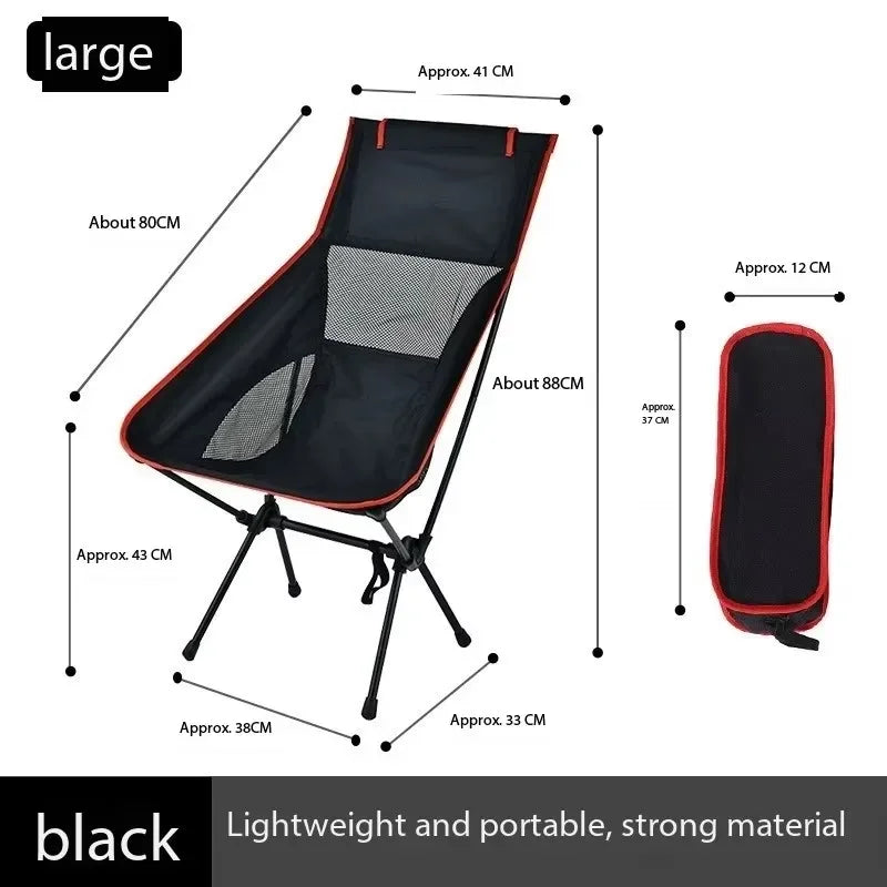 Outdoor Camping Chair Portable Folding Moon Beach Chair Leisure Travel BBQ Fishing Chairs Detachable Picnic Outdoor Furniture