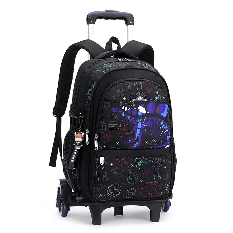 Children School Backpack for Kids Boys Wheeled Bag Student Backpack Trolley School Bag with Wheels Rolling Luggage Book Bag