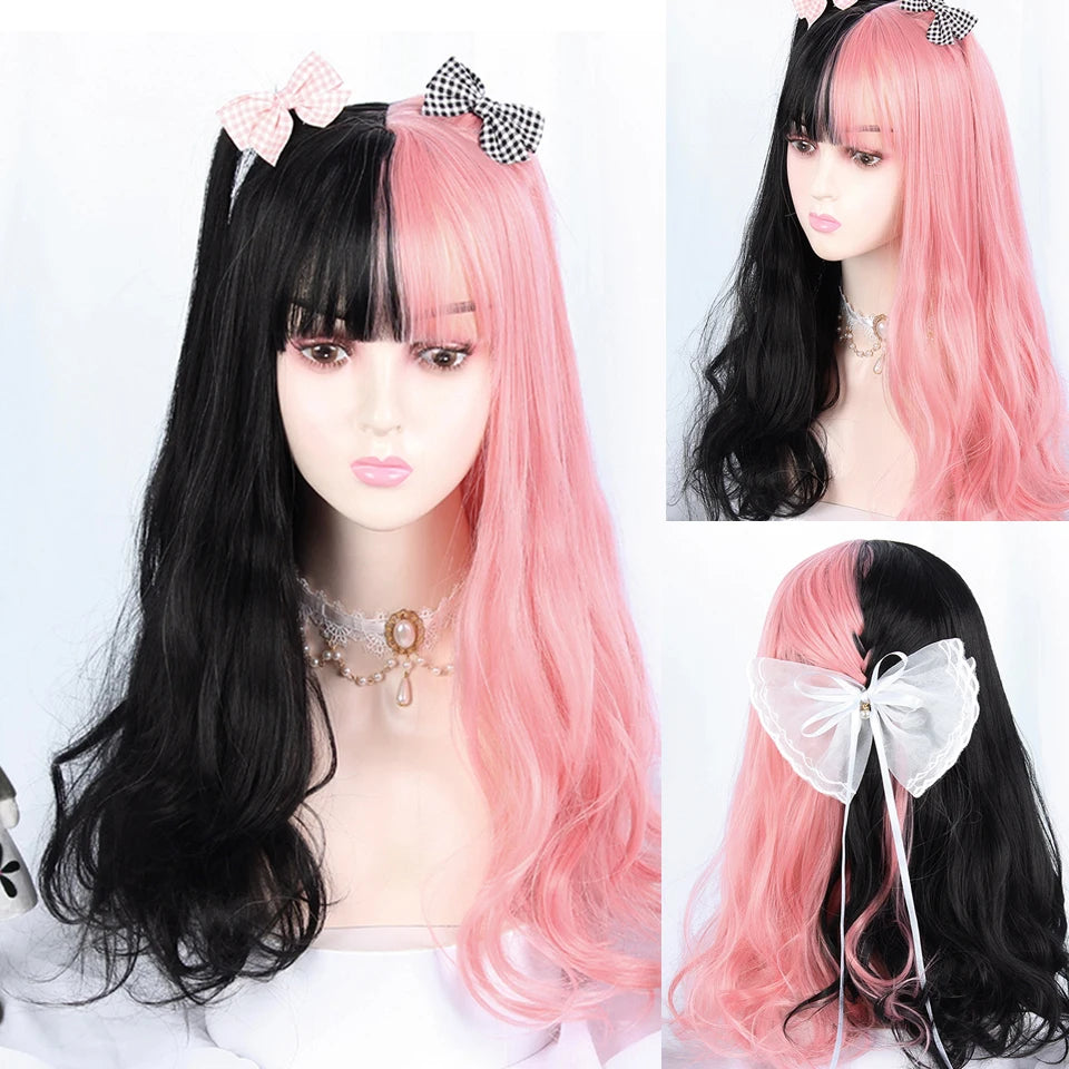 XIYUE Long Straight Black Wig With Bang Synthetic Wigs for Women Heat Resistant Natural Hair for Daily Halloween Cosplay Party