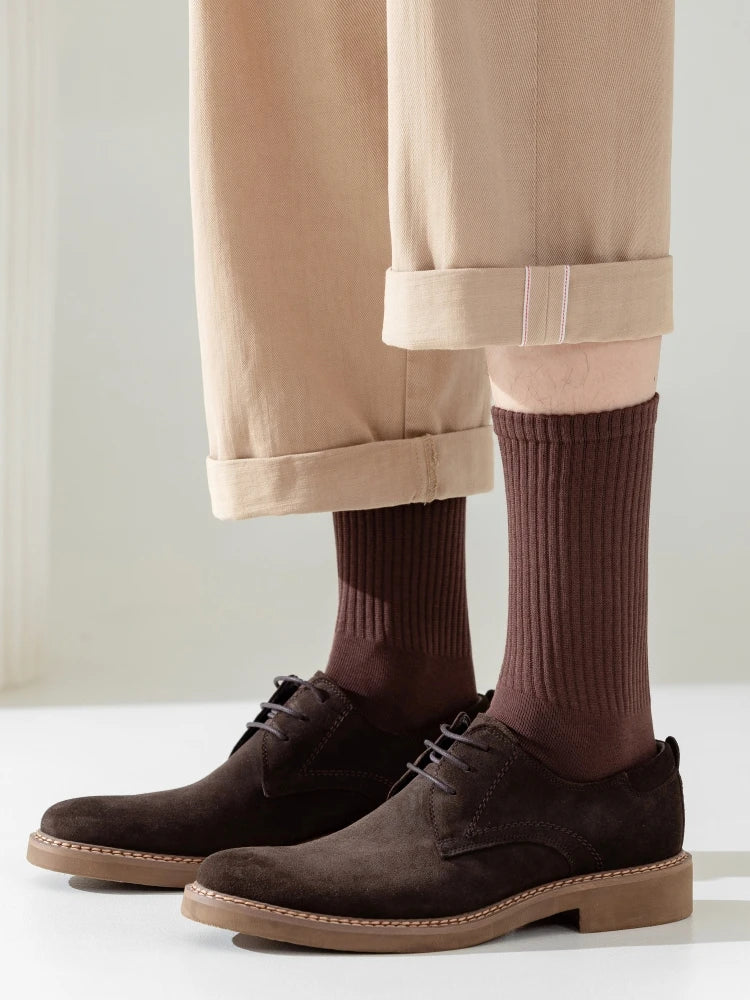 Men's High Quality Business Pure Cotton Socks Solid Color Fashion Casual Long Socks Harajuku Retro Wear-resistant Sports Socks