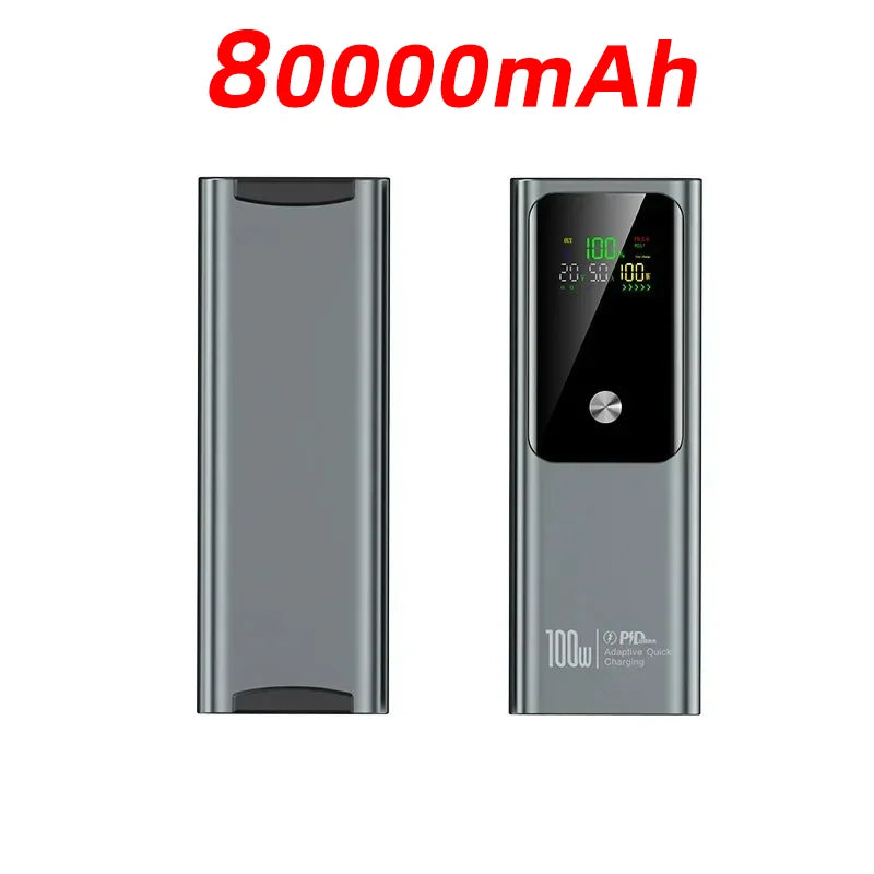 80000mAh Large Capacity External Power 100W Super Fast Charging Mobile Power Can be Charged Laptop Safe Portable Power Bank