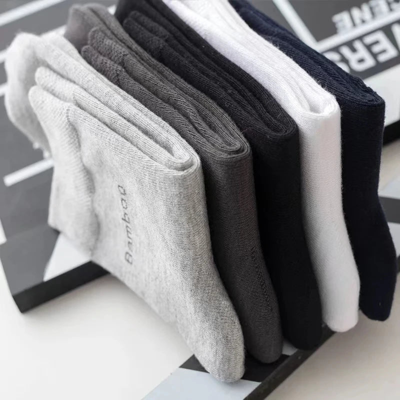 10/5Pairs Men Bamboo Socks Comfortable Breathable Casual Business Men's Crew Socks High Quality Guarantee Sox Male size 38-44