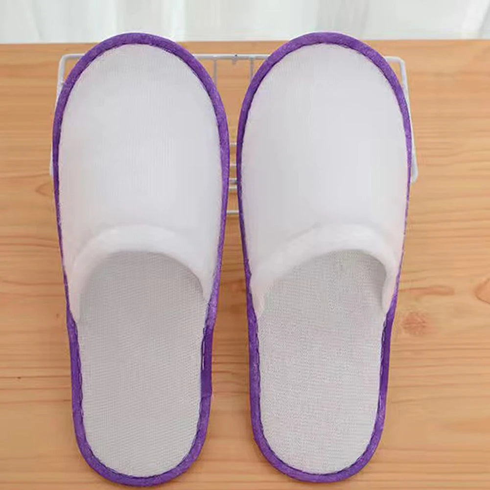 10Pair Lot Hotel Slippers Men Womens random color Velvet Travel Disposable Cotton Home Hospitality Shoes Cheap SPA Guest Slides