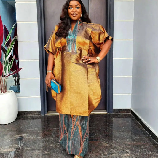 African Clothes for Women 2 PCS Sets Tops And Skirts Suits Dashiki Ankara Turkey Outfits Gown Plus Size Wedding Party Dresses