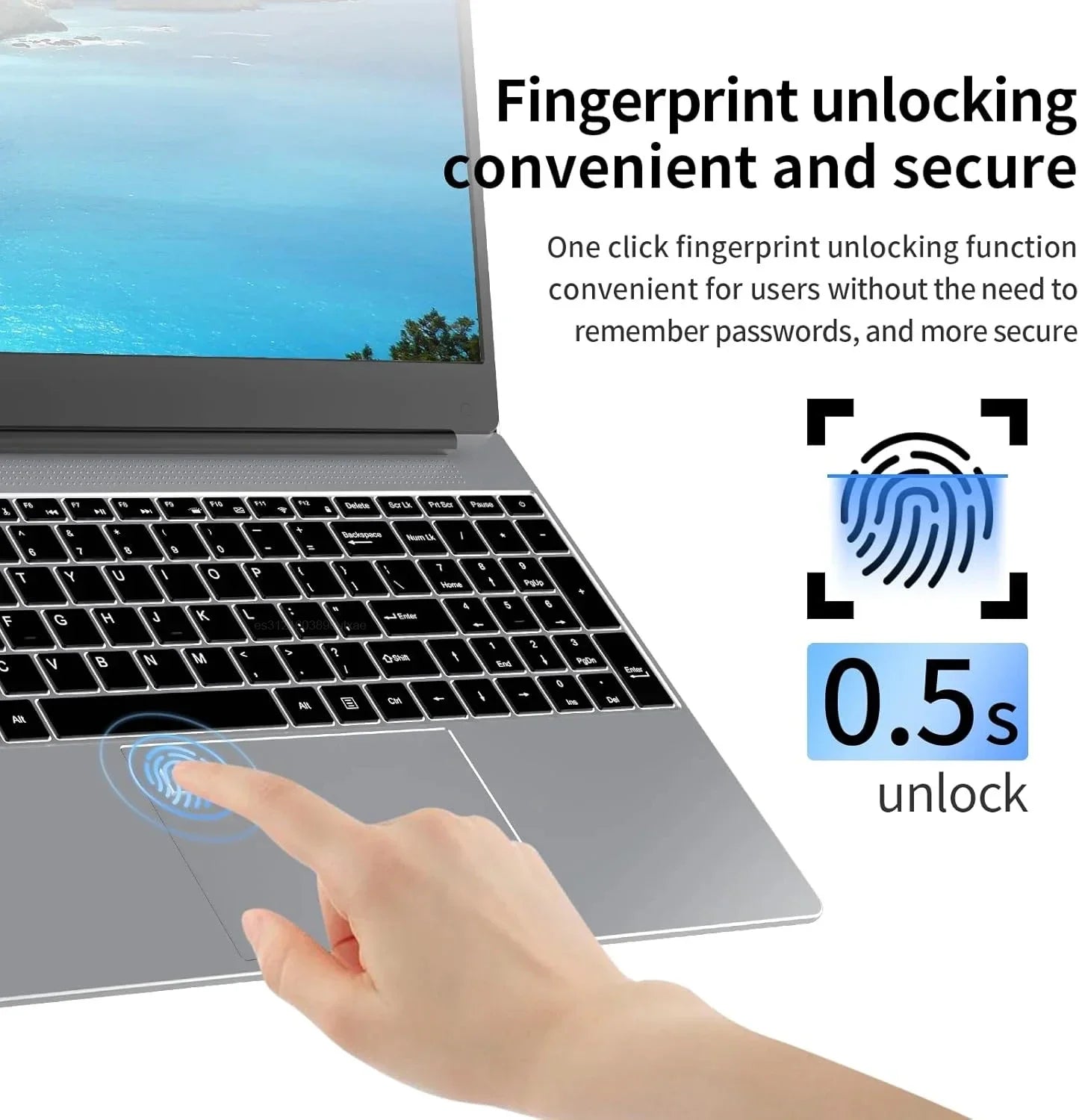 2025 NEW 15.6" Laptop Portable Intel N95 32GB DDR4 2TB SSD 7500mAh Windows11 Office Notebook Pc Gamer with Backlit Fingerprint