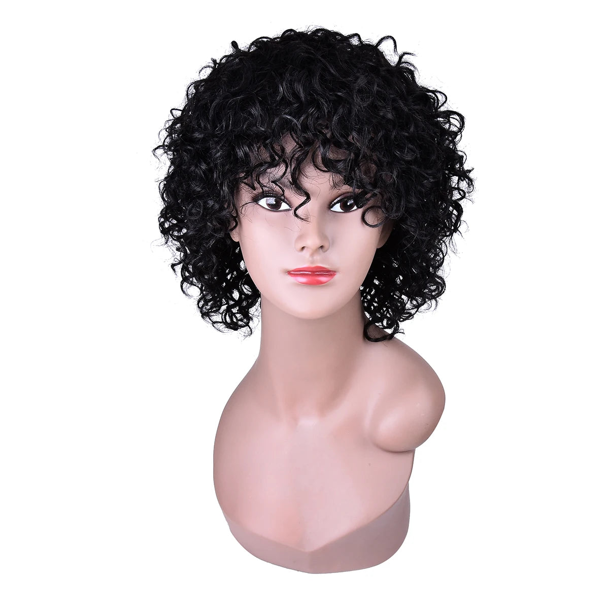 Curly Pixie Cut Wigs Natural Color Curly Human Hair Pixie Cut Wigs 180% Jerry Curly #4 Brown Machine Human Hair Wigs Hairugo