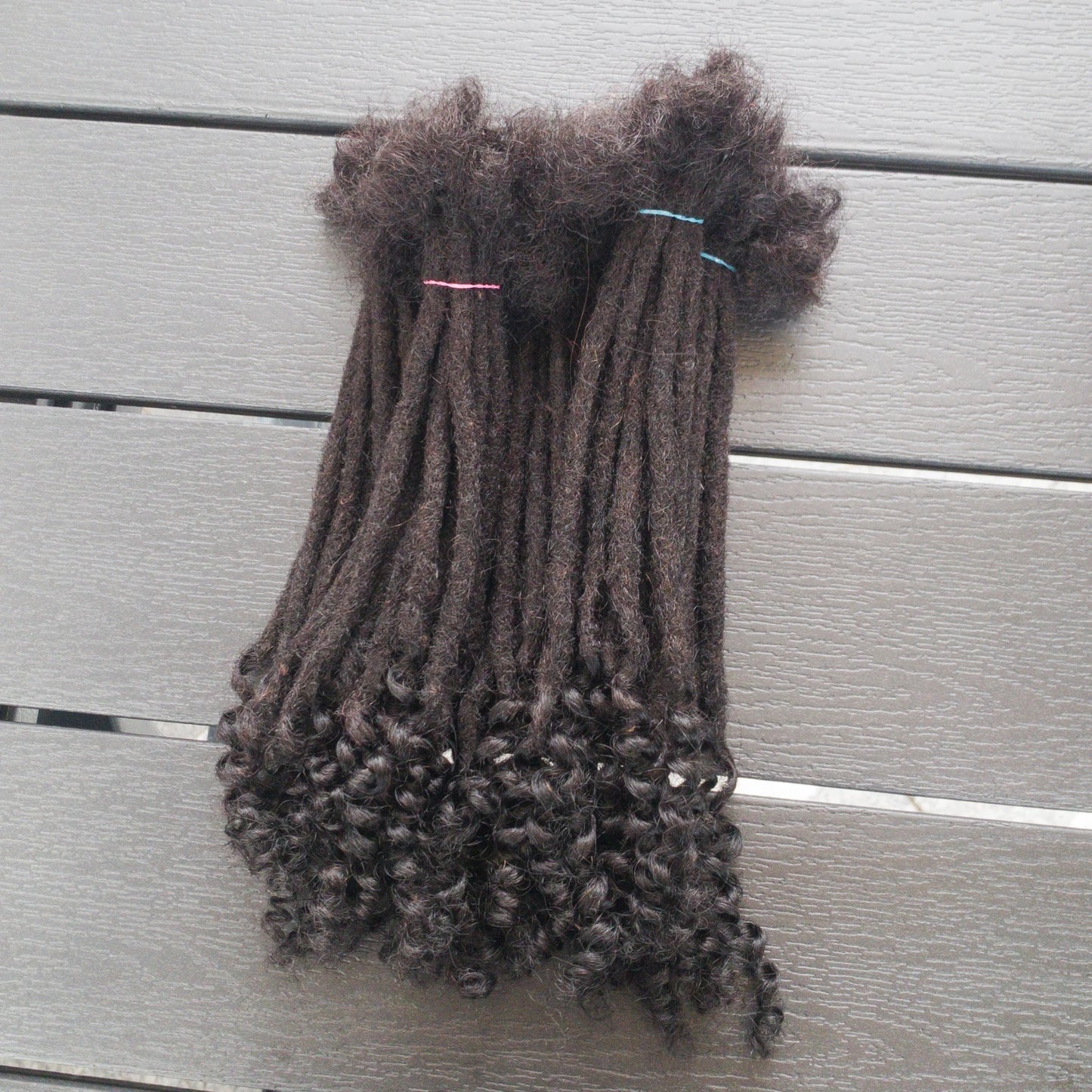 Natural Human Hair Dreadlock Extensions with Curly Ends 8-12 Inch Handmade Curled Tail Locks Extension for Women Men 10 Strands