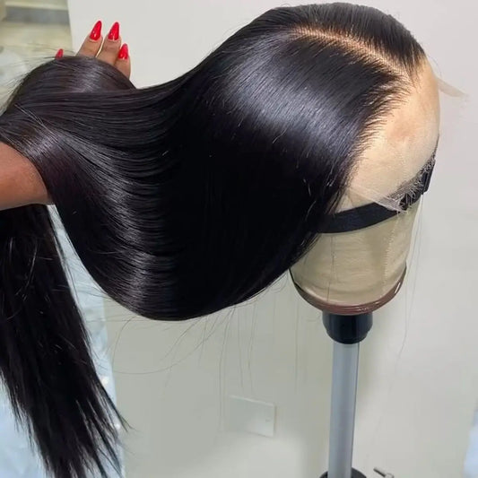 Long Soft Hair Straight Black Color Synthetic 13X6 HD Lace Frontal Wig For Black Women Prepucked With Baby Hair Glueless Wig