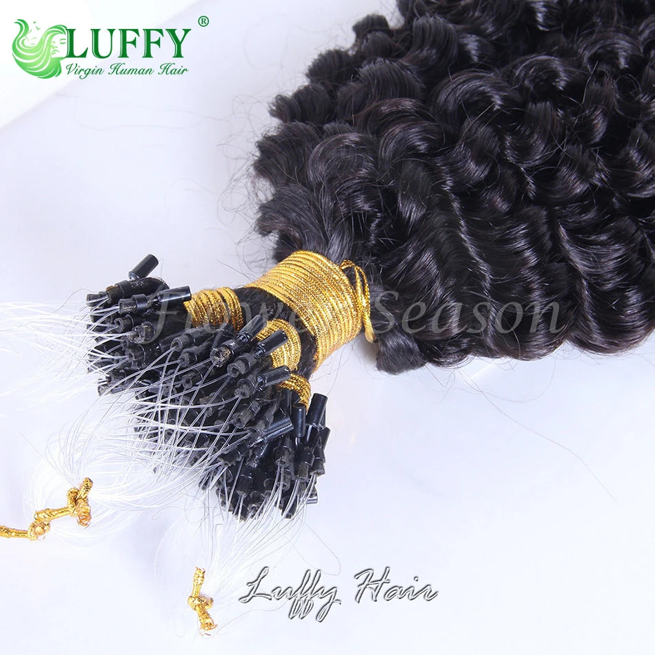 Micro Loop Human Hair Extensions Jerry Curly Microlink Hair Extensions for Black Women Burmese Hair Micro Ring Loop Extensions