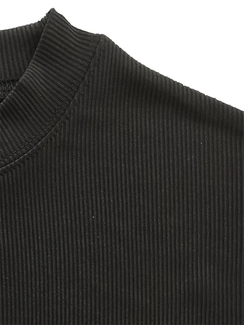 spring summer Elastic Comfortable Men's T-shirt Small high collar stripe shirt short sleeve fitness tops sports casual T-shirt