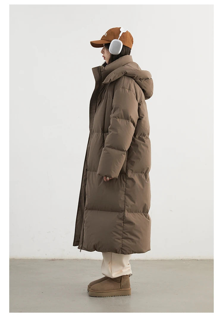 CHIC VEN Fashion Women Down Coats Hooded Thick Loose Solid Female 90 White Duck Down Jacket Ladies Topcoat Autumn Winter 2025