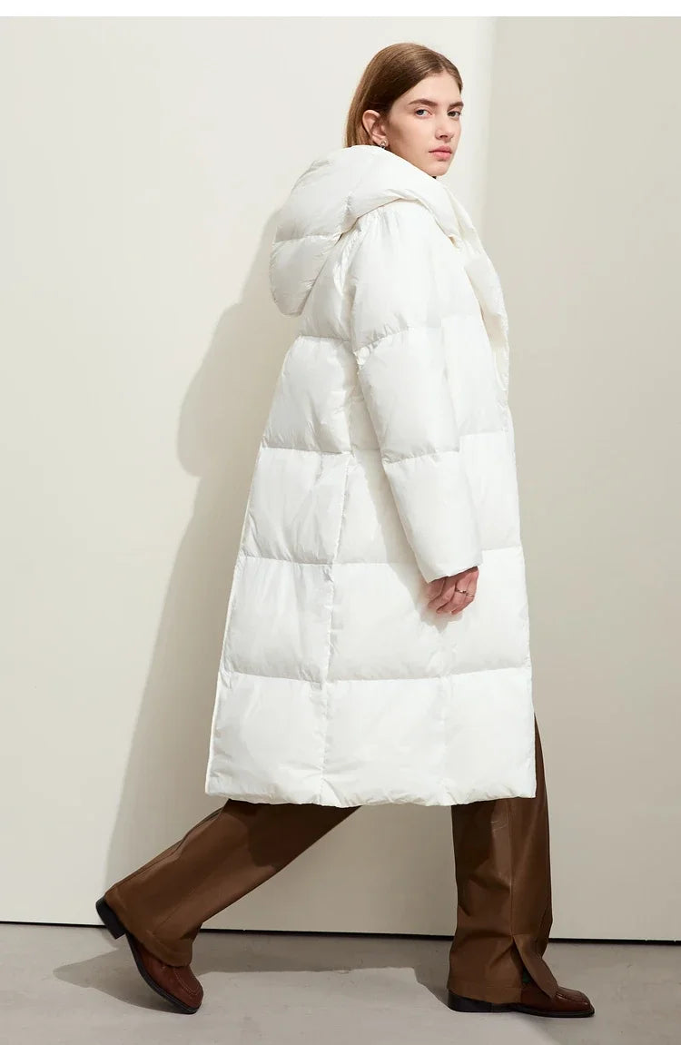 AMII Minimalist 2025 Down Jacket Coat Women Winter Warm Long Bread Puffer Coat Light Thick Quality Fashion Outerwear 12324060