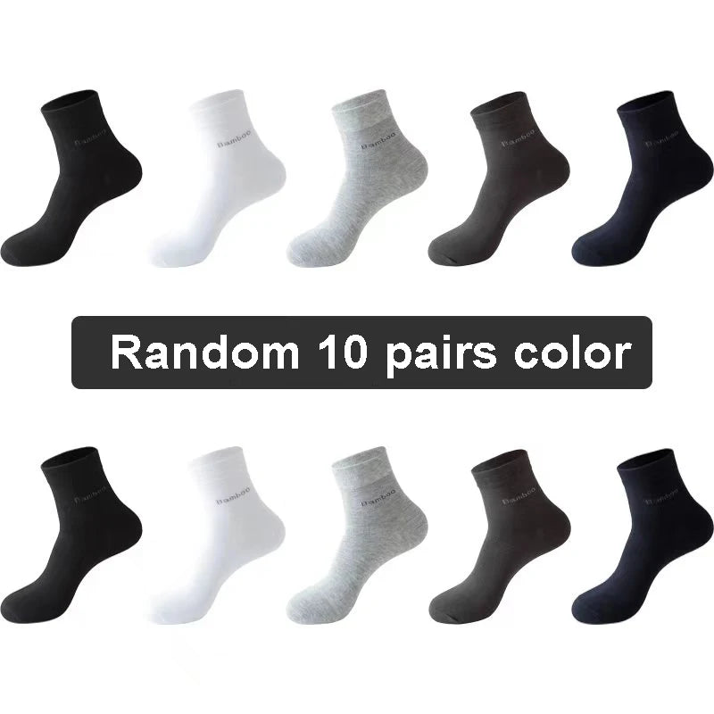 10/5Pairs Men Bamboo Socks Comfortable Breathable Casual Business Men's Crew Socks High Quality Guarantee Sox Male size 38-44