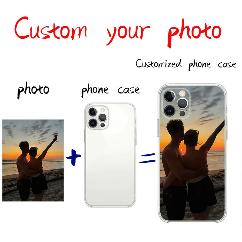Customized Lovers Photo Case For iPhone 16 15 14 13 12 11 Pro Xs Max 16e XR 7 8 6 6s Plus SE 2020 2022 Personalized Soft Cover