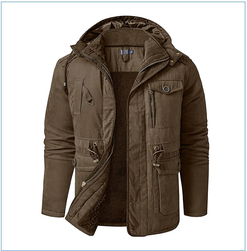 LZLLTT Men Winter Warm Parkas Mens Fleece  Jacket Parkas Men Casual Cotton Outdoor Fur Trench Padded Jackets Coats
