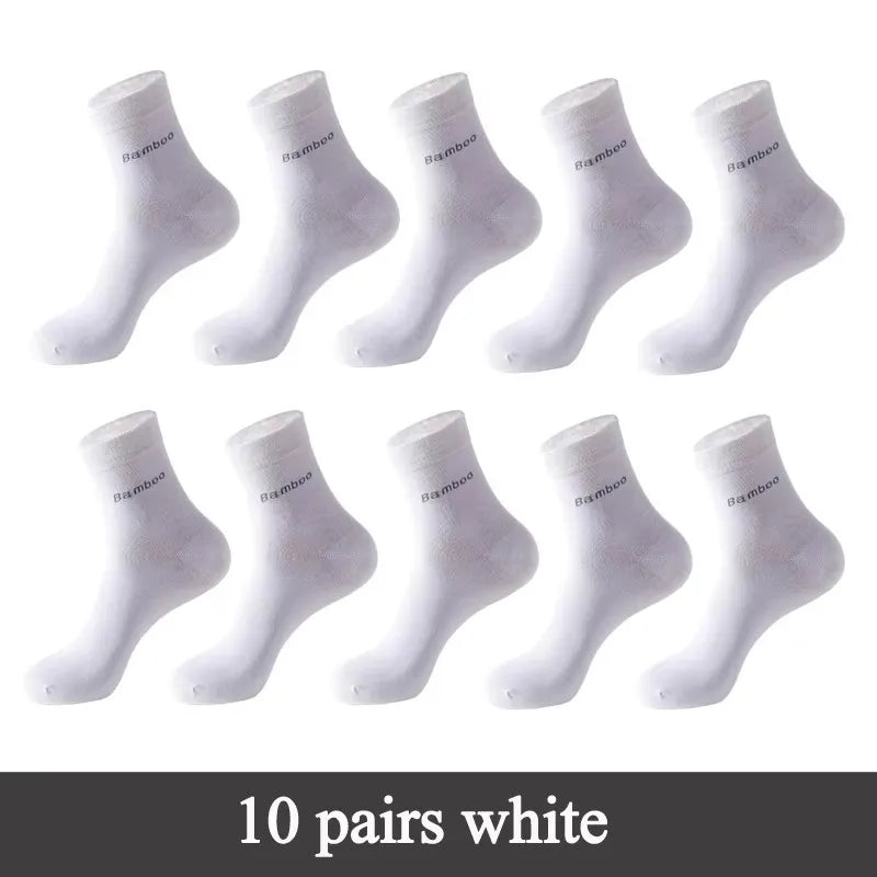 10/5Pairs Men Bamboo Socks Comfortable Breathable Casual Business Men's Crew Socks High Quality Guarantee Sox Male size 38-44