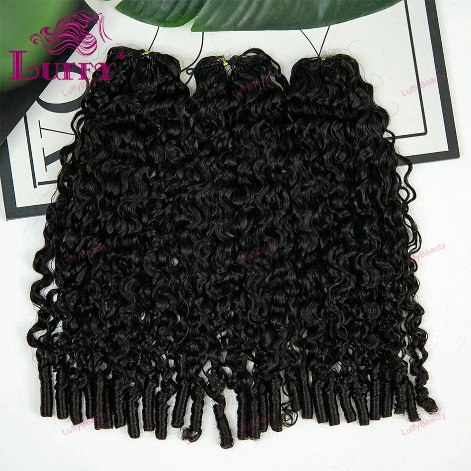 Curly Crochet Human Hair Knotless Pre-Separated Crochet Hair Water Curly With String Pre-Looped Feather Hair Extensions