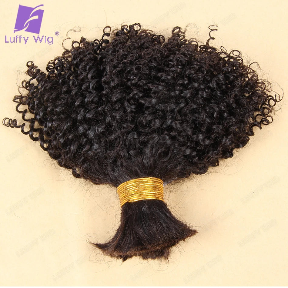 Double Drawn Brazilian Curly Bulk Human Hair for Braiding Full Thick Ends Tight Curly No Weft Bulk Hair Bundles Extensions