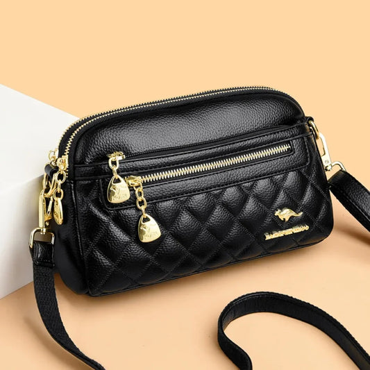 Women Soft Leather Shoulder Bag Simple Designer Solid Color Crossbody Bag Versatile Purses Messenger Commuter Shopper Sac A Main