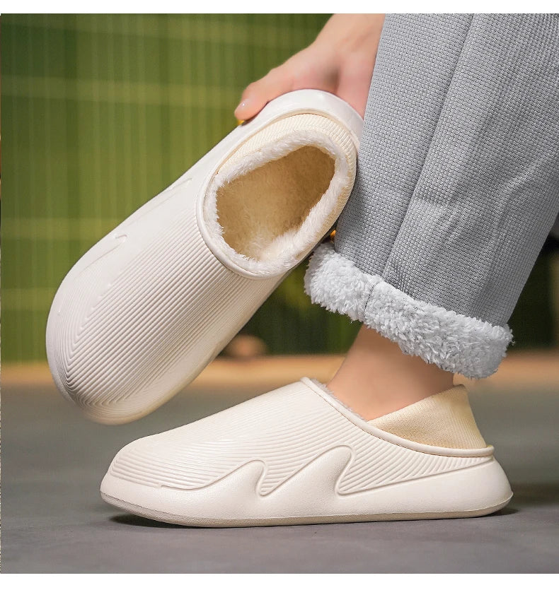 Slippers Men Indoor Fashion Waterproof Slides Home Bedroom Shoes New Style Warm and Fleece Cold Resistant Home Slippers