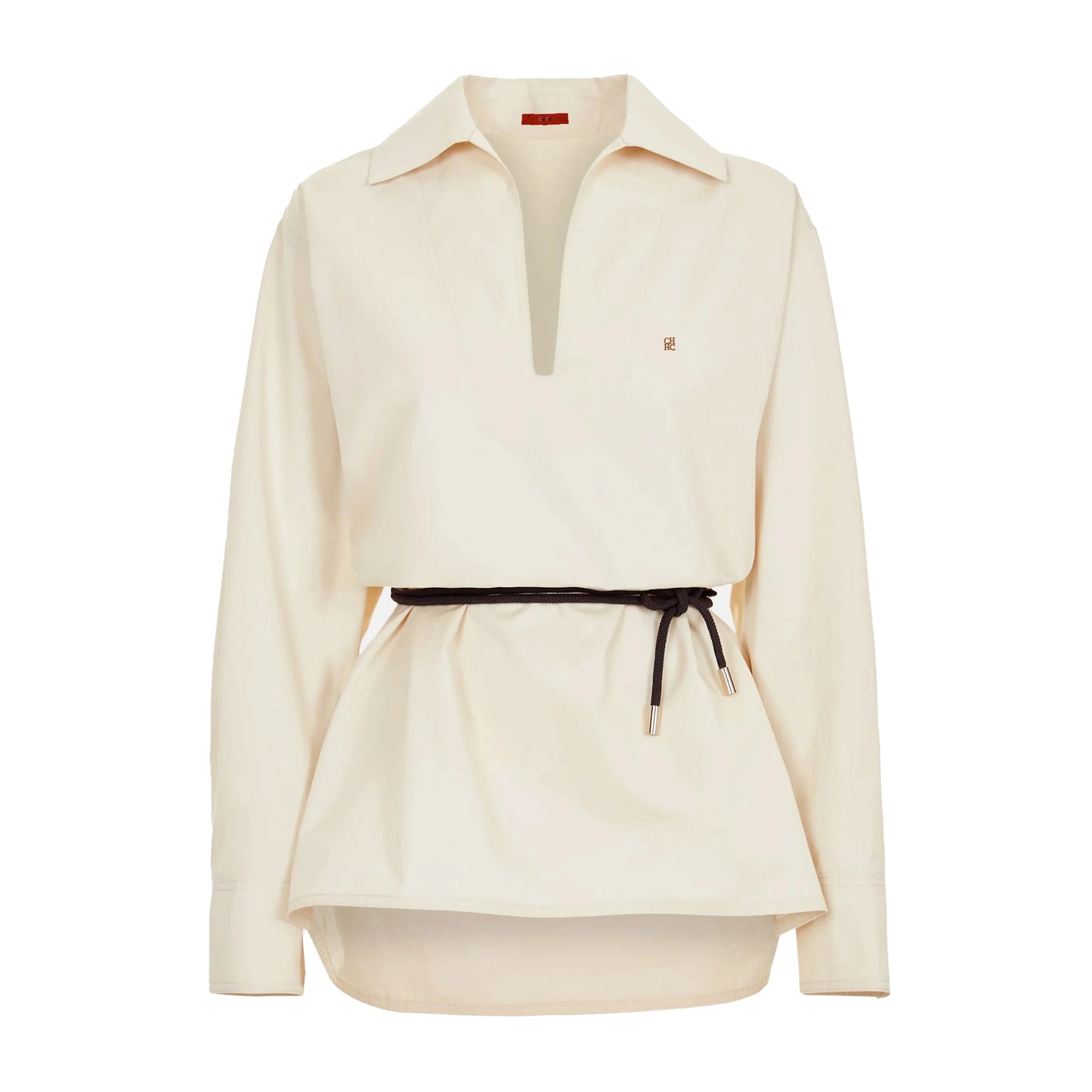 Women Shirts Elegant Soild Embroidery Casual Tops V Neck Long Sleeve Belt Decoration Loose Tops Fashion Office Ladies Shirts