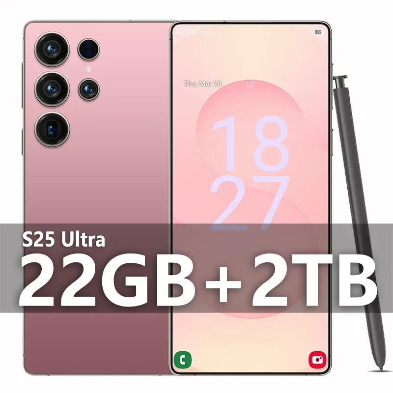 2025 NEW HOT S25 Ultra 22GB 2TB 7.3inch HD Global Edition Original Smart Dual Card 8000mAh Battery Facial Recognition Function