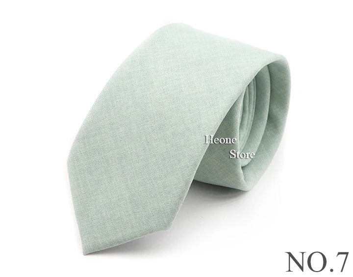 Novelty New Solid Color Ties For Men 100%Cotton Handmade High Quality Necktie Pink Green Orange 6.5cm Skinny Slim Ties Accessory