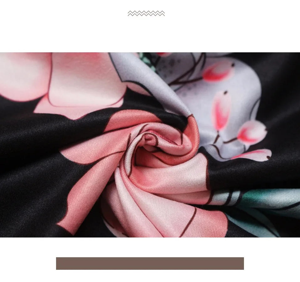 Women Summer Maxi Dress 2025 Casual Long Sleeve Boho Floral Print LOOSE Dress Turtleneck Bandage Elegant Party Dresses Vestidos