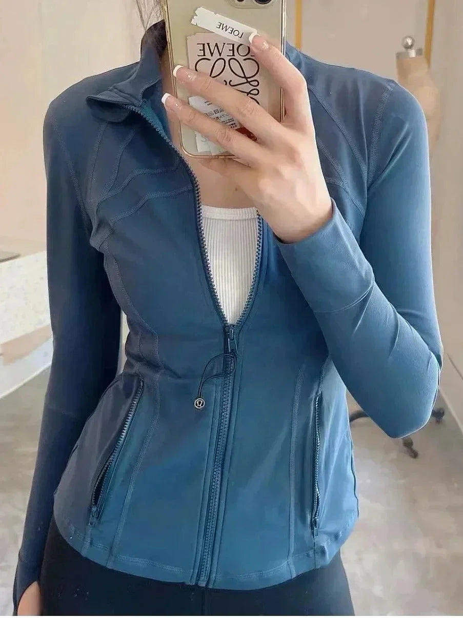 Yoga Clothes Women Define Jacket With Logo Wear Long Sleeve Full Zipper Sports Gym Workout Clothing Slim Fit Dupes Athletic