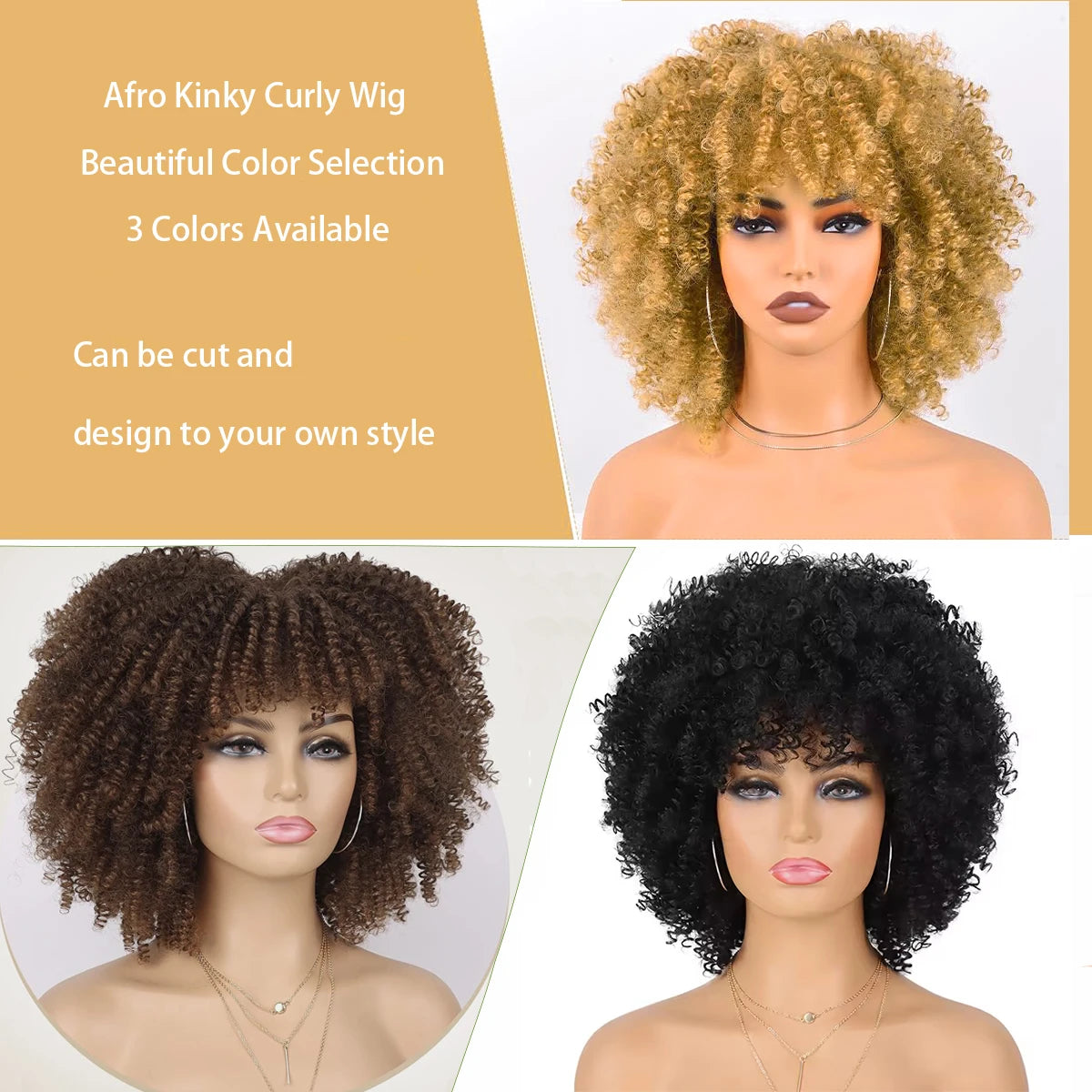 Synthetic Afro Kinky Curly Wigs for Women Kinky Curly Hair Wig, Short Full Wig Afro Bomb Curly Hair for Daily Party Use