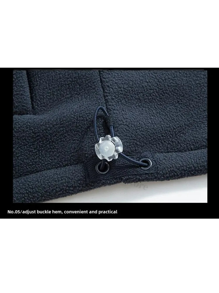 Winter Warm Fleece Jacket Men Climbing Double Thickened Pocket Jacket Outdoor High Collar Windproof Ski Sweatshirt Coat Man Snow