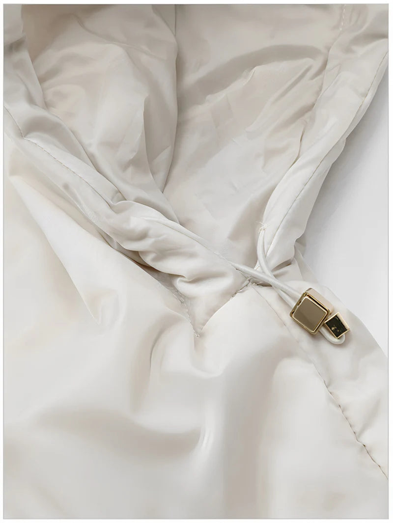 Schinteon Women Camel Down Cape Vest with Hood Loose Sleeveless Gilet Solid Fashionable Autumn Winter Jacket 2025 New