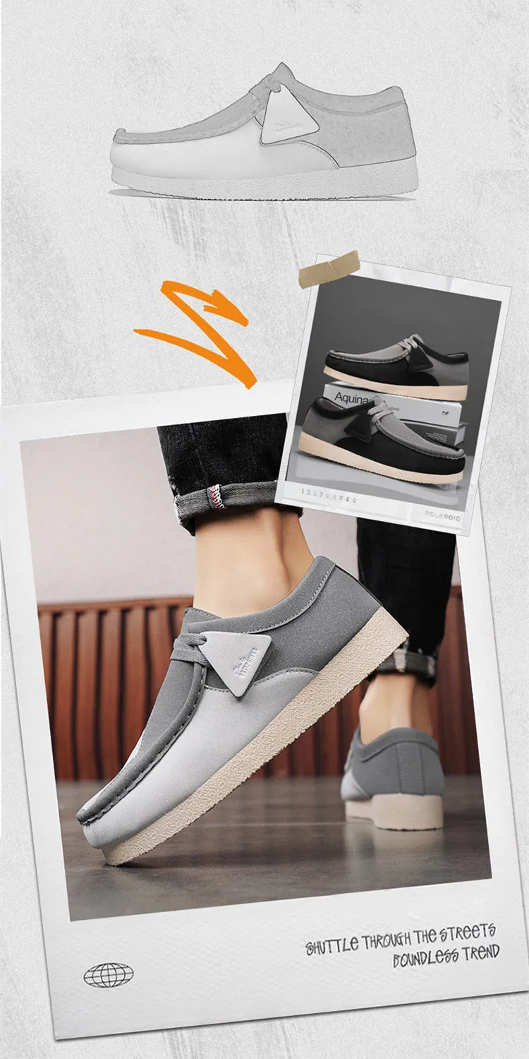 Fashion Khaki Casual Shoes For Men Suede Leather Loafers Men Platform Slip-on Men's Driving Shoes Lightweight Leisure Men Shoes